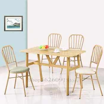 

Nordic Style Iron Imitation Solid Wood Simple Home Chair Net Red Chair Restaurant Coffee Hotel Table And Chair Combination