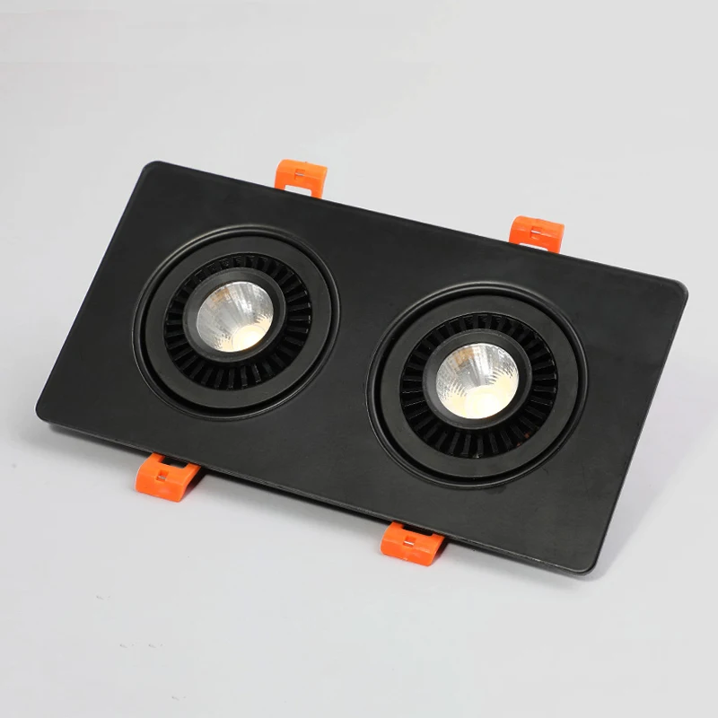 QLTEG 디밍이 가능한 더블 헤드 조명 LED 천장 스팟 램프 내장형 각진 LED 통 10W 14W 20W 직사각형 통 AC85-265V