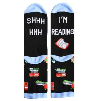 

Unisex Funny Saying Novelty Crew Socks Shhh I Am Reading Books Mid Tube Hosiery