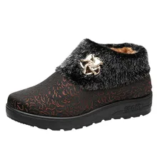 Зимние сапоги; женские зимние теплые ботильоны с цветочным узором и стразами; женские замшевые ботинки на танкетке на платформе; Женская Удобная Повседневная обувь; 48