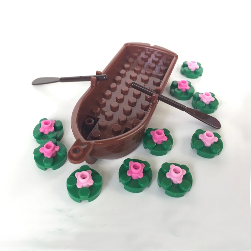 Compatible With Legoings Building Blocks Children's Educational Toys MOC Accessories Brick Park Boat Paddle Lotus DIY Kit (1)