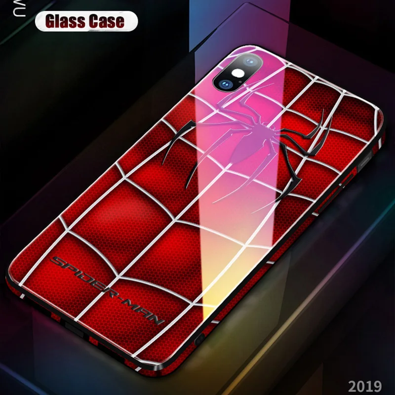 Чехол из закаленного стекла для iPhone 11 Pro XR XS MAX 8 7 6S Plus 7Plus 8 Plus, силиконовый чехол с логотипом Ironman