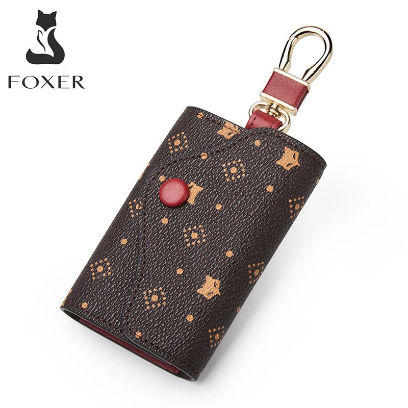 Key-Case Coin-Pocket Monogram Small FOXER Mini Women PVC Vintage for Signature-Card-Bag