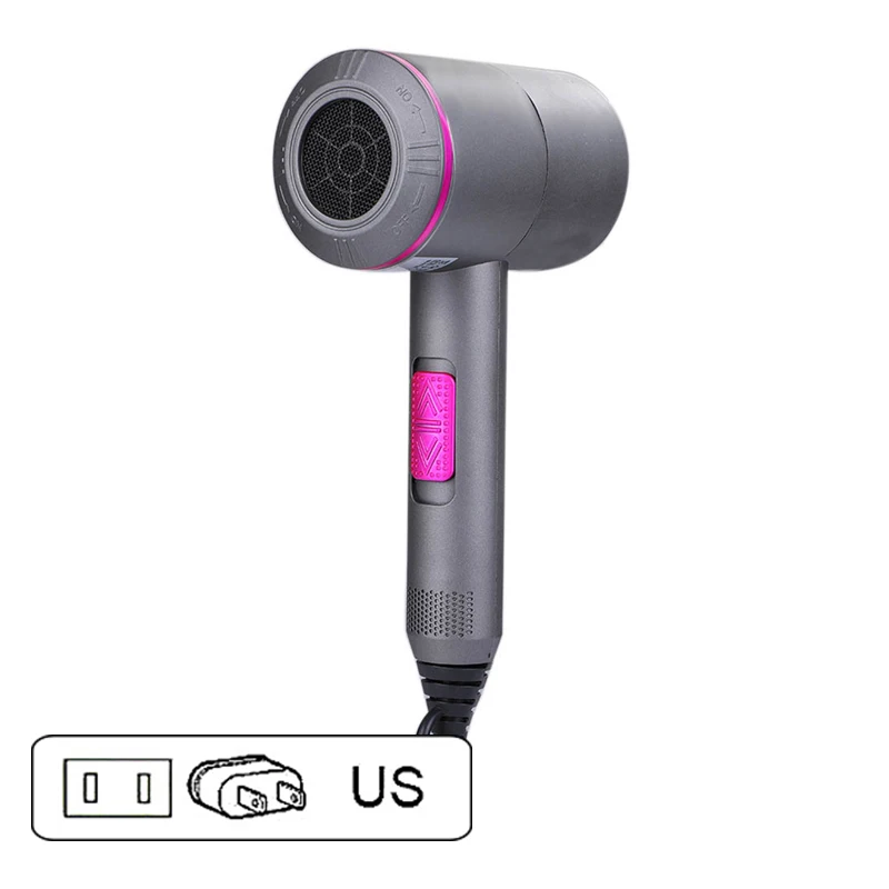 US Plug 1800W Профессиональный фен для волос, высокая мощность, инструменты для укладки, фен, ионная, инфракрасная, низкий уровень шума, компактный, для беременных детей, портативный - Цвет: US Plug 1800W
