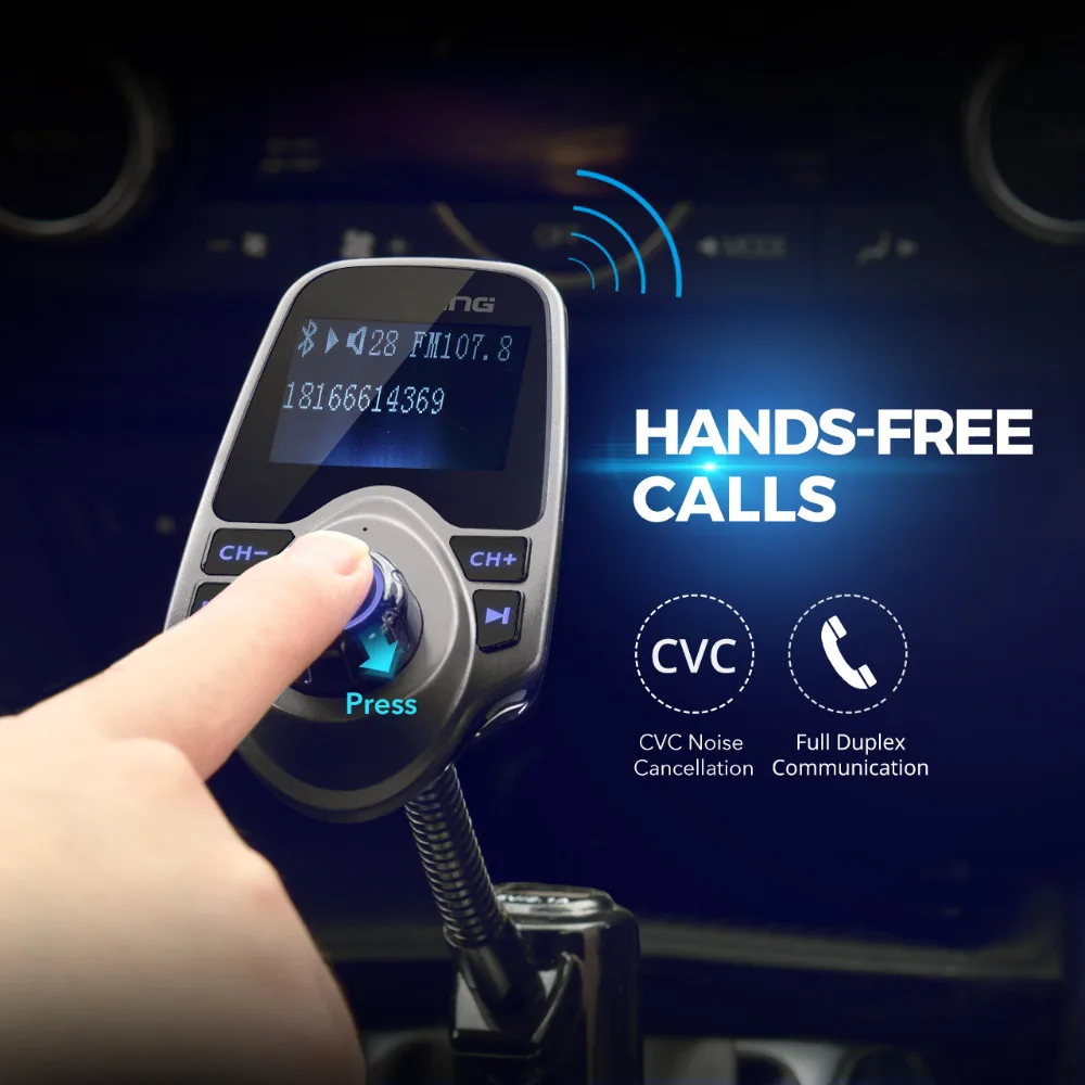 VICTSING беспроводной Bluetooth fm-передатчик модулятор Автомобильный комплект 1,4" экран громкой связи вызов USB MP3 плеер с TF/Micro SD картой