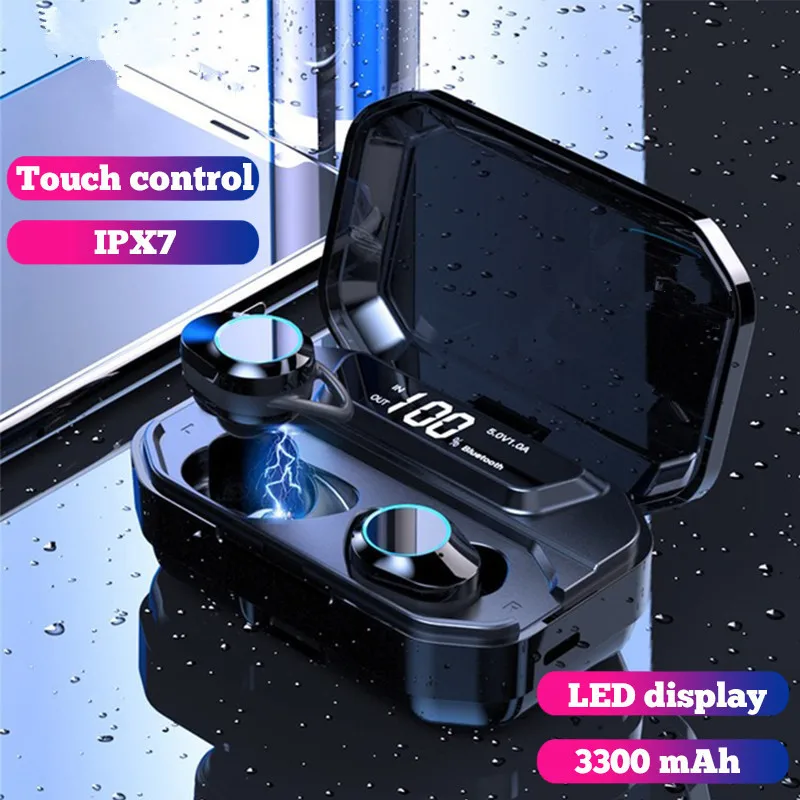 

G02 TWS Bluetooth Earphones 9D Stereo Wireless gaming Headphone Waterproof Headset LED Display 3300mAh charging box PK G6S X7