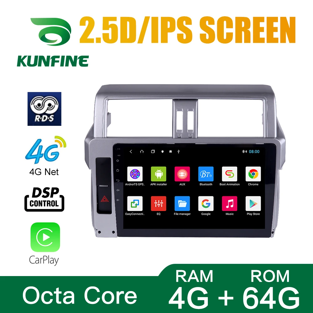 Octa Core 1024*600 Android 10.0 Car DVD GPS Navigation Player Deckless Stereo For Toyota Land Cruiser 2014-17 Radio Headunit | Автомобили