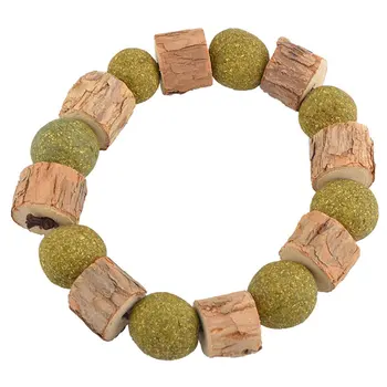 

Tendon Catnip Beaded Necklace Neutral Wooden Naturally Dried Mint Grass Cat Snacks Cat Chew Toys 1 Piece