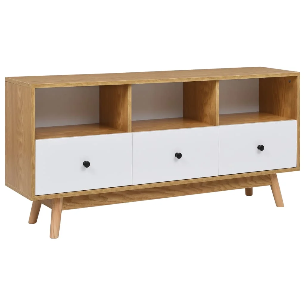 

Retro Tv Stand Coffee Table Living Room Furniture 3 Drawer VidaXL TV Cabinet MDF TV Stand White Nordic Table Durable 120x30x58cm