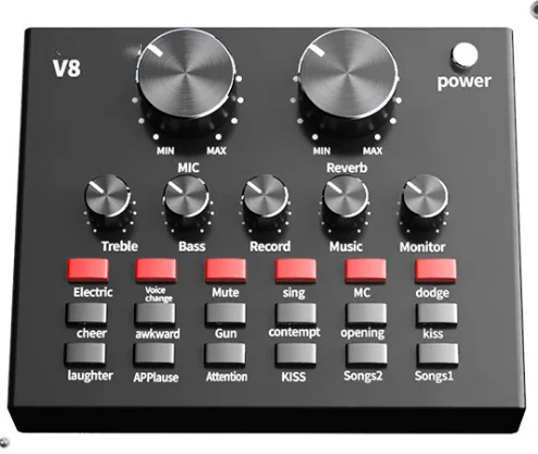 

Sound Card V8USB Headphone microphone Network Broadcast 112 kinds of sound CARDS used for telephone computer PC electroacoustic