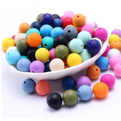 Anneau de dentition en Silicone pour bébé, perles de 12mm, 10 pièces, Diy, chaîne de sucette, Bracelet en Silicone de qualité alimentaire sans BPA, jouets pour nouveau né 
