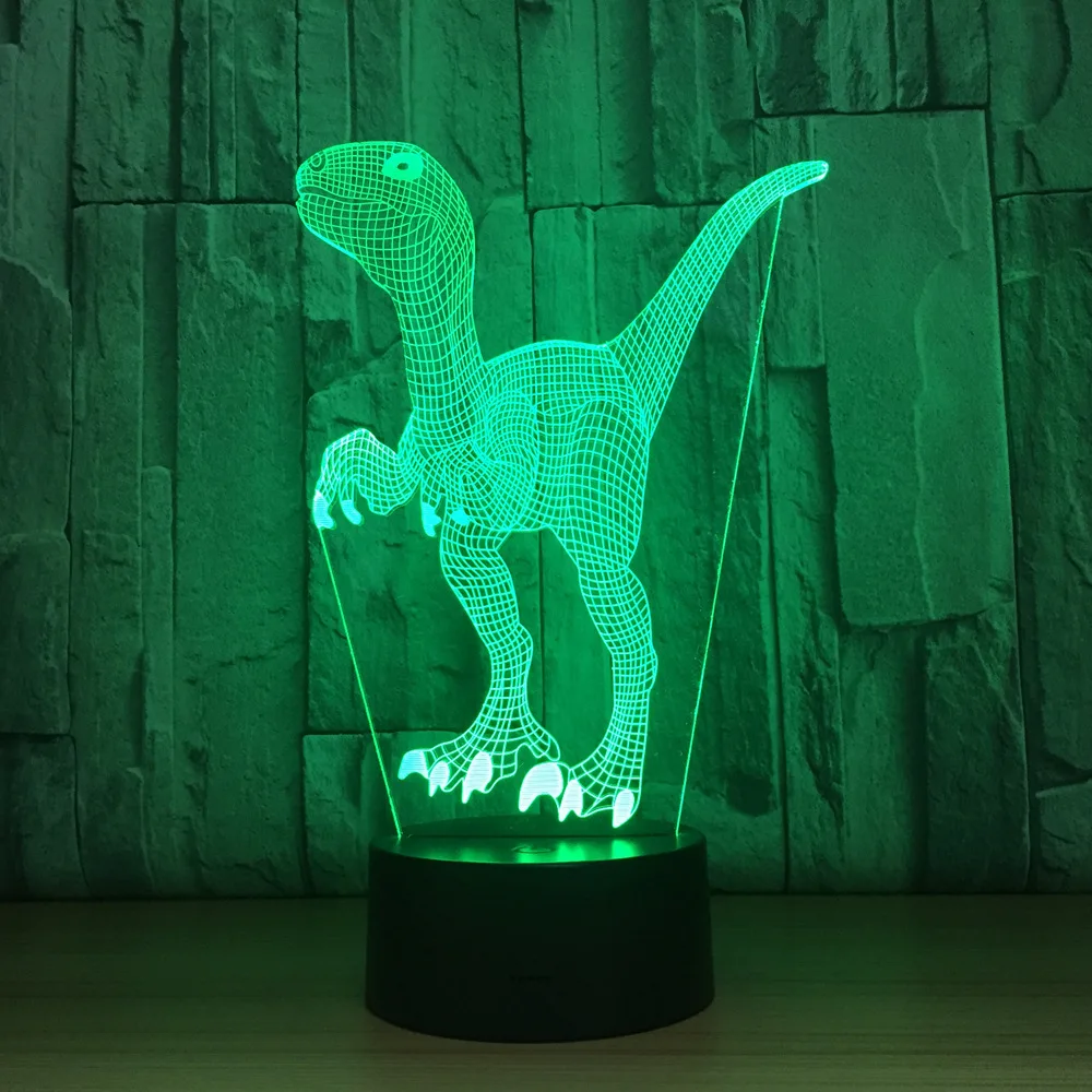 3D Настольная лампа с динозавром, светодиодный ночник с разноцветными собаками, детский подарок на день рождения, USB Освещение для сна, украшение для дома, 7 цветов