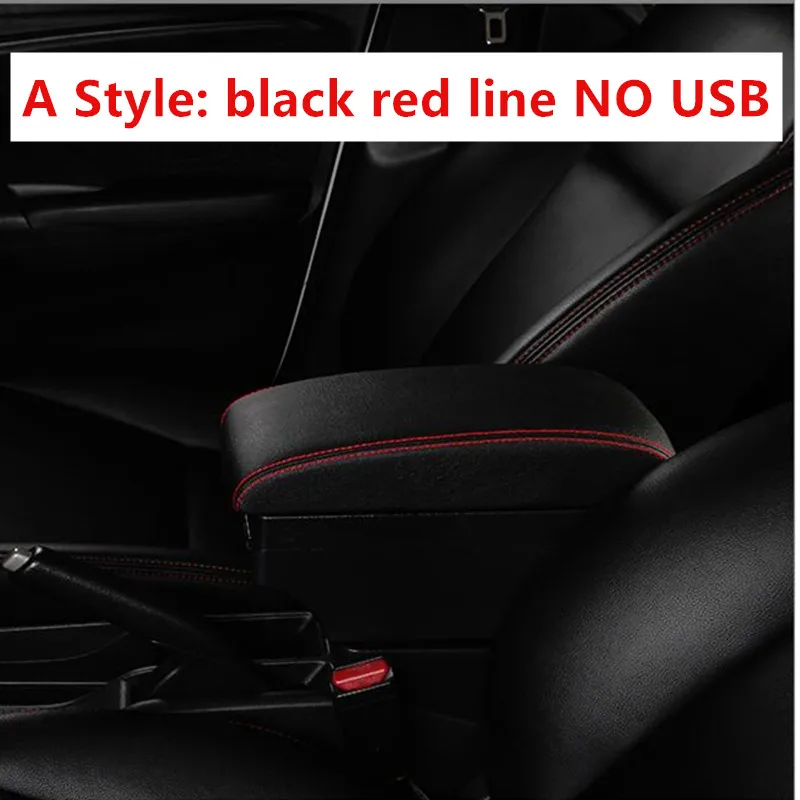 Для России KIA K2 Рио 3 подлокотник ящик для хранения автомобиля Органайзер для USB Кожа Авто чашки держатель аксессуары для ванной комнаты - Название цвета: A black red line
