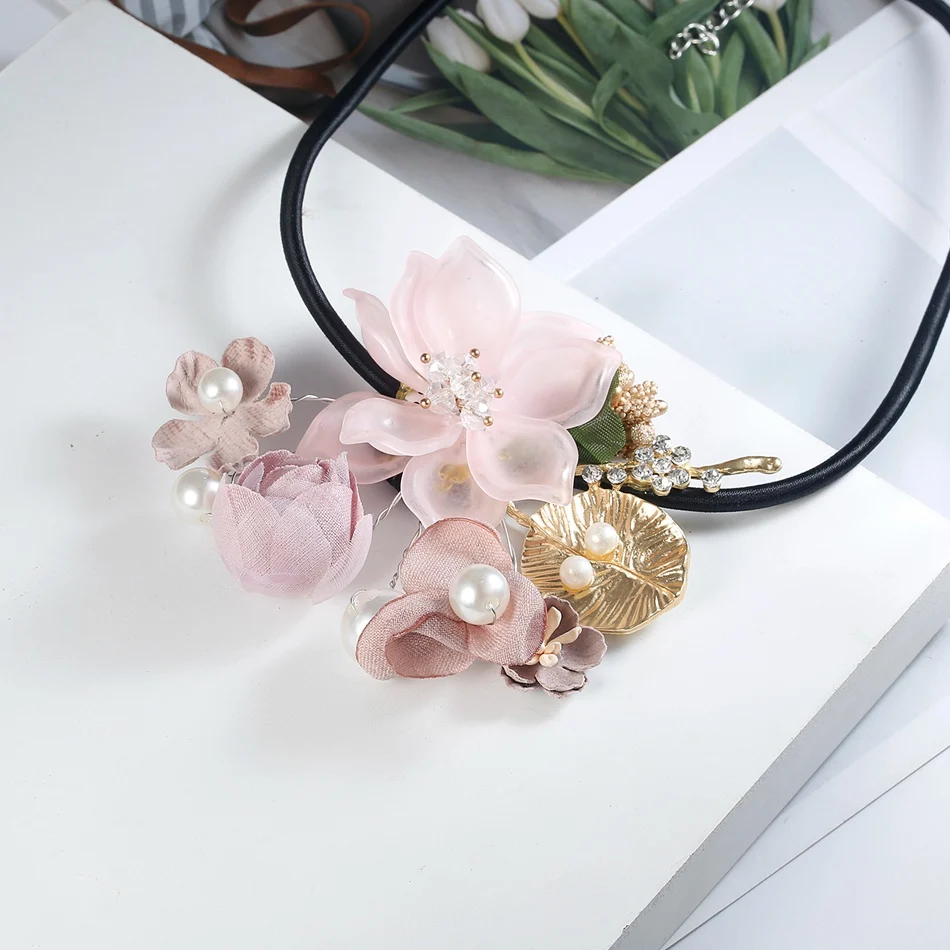 Женское пряжа цветок ожерелье с имитацией жемчуга для женщин массивное ожерелье s& Кулоны Новая мода ювелирные изделия для подарков SP486
