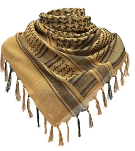Shemagh Militare In Cotone 110 Cm - Sciarpa Tattica Keffiyeh Araba Con Nappe - Protezione Da Sole E Sabbia Per Uomo E Donna