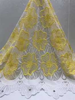 

2019 High quality French Swiss voile lace Africa Swiss voile lace 100% cotton fabric yellow voile lace in Switzerland lace