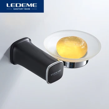 

LEDEME Bathroom Shower Soap Box Black Elegant Tray Dish Storage Holder Plate Home Soap Case L30202B