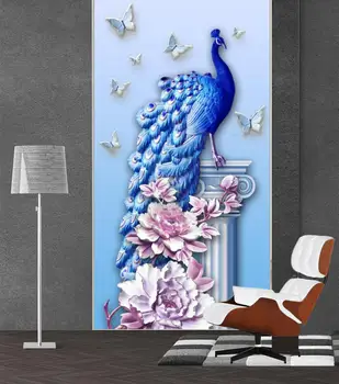 

[Self-Adhesive] 3D Blue Peacock WG628 Wall Paper mural Wall Print Decal Wall Murals Belly