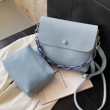 

2 Pcs Set Chain Small Shoulder Bag for Women 2020 Summer Lady Fashion Hand Bag Luxury Female Handbags and Purses Crossbody Pack