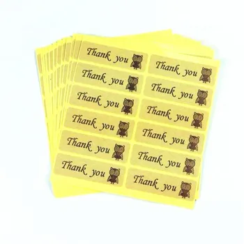 

120pcs/lot Owl stickers 'Thank You' Rectangle Kraft Paper Sealing Label Sticker vintage Products DIY Gift Baking Decoration