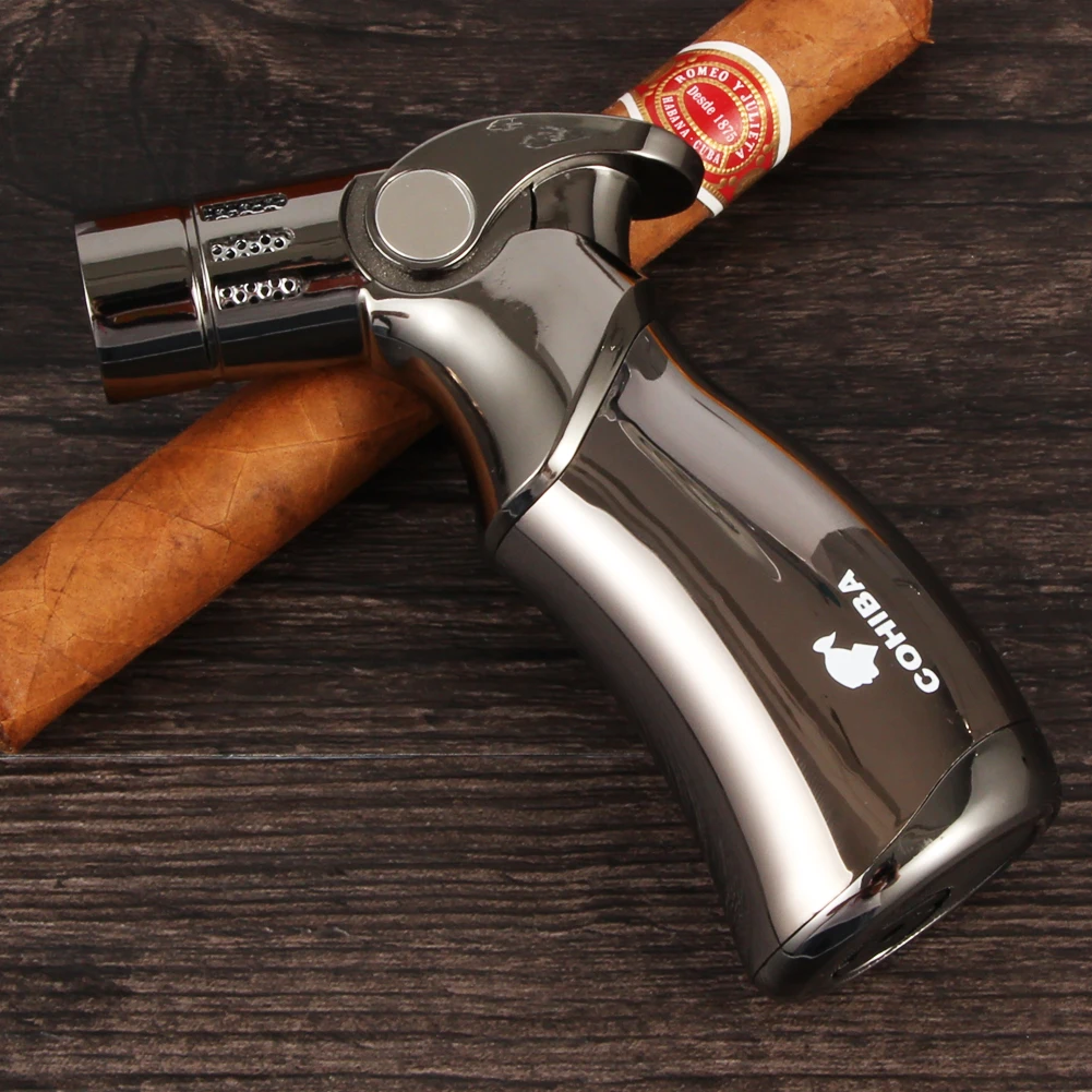 COHIBA Men Gadget Gun Cigar Lighter Table Butane Refillable Torch Lighters Gas Windproof Metal Smoking | Дом и сад