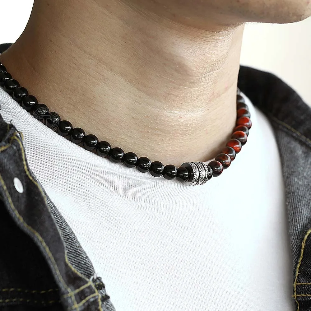 Womens Mens Bead Necklace Mixed Red 