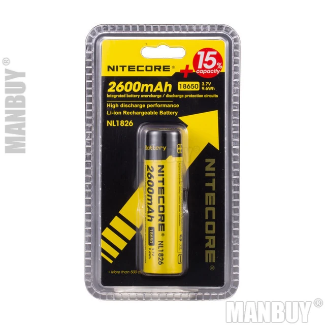 Nitecore 18650 3.7 V, 2600 mAh Lithium-ion Protected Battery