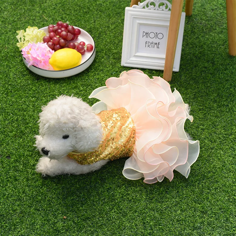 Amazon Cross Border New Style Pet Dog Sequin Lace Skirt Teddy Bichon VIP Small Dogs Dog Skirt