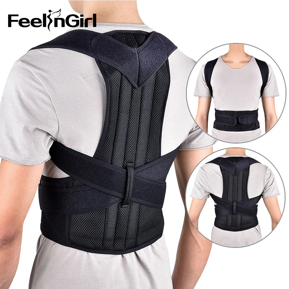 

FeelinGirl Male Female Chest Open Posture Corrector Adjustable Back Brace Girdle Lumbar Support Straight Corrector Body Shapers