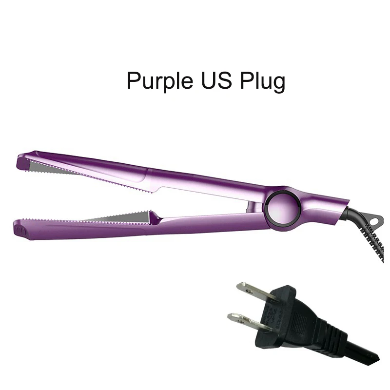 Purple US Plug 2 в 1 спиральный выпрямитель для волос, утюги для завивки волос, палочка, профессиональный электрический выпрямитель, щипцы для завивки, инструмент для укладки - Цвет: Purple US Plug