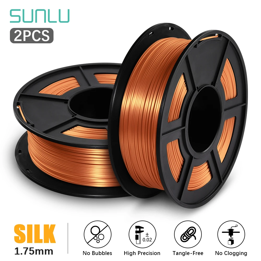 

SUNLU 1.75 PLA Filament SILK Texture For 3D Printer SILK PLA 3D Filament 2 Rolls/set Good Toughness Materials