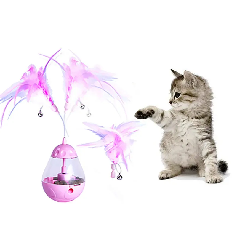 

Playful Feathered Electric Toy Cat Feeding Toys Pets Tumbler Leakage Food Ball Pet Dog Fun Bowl Feeder Pet Toy Pro