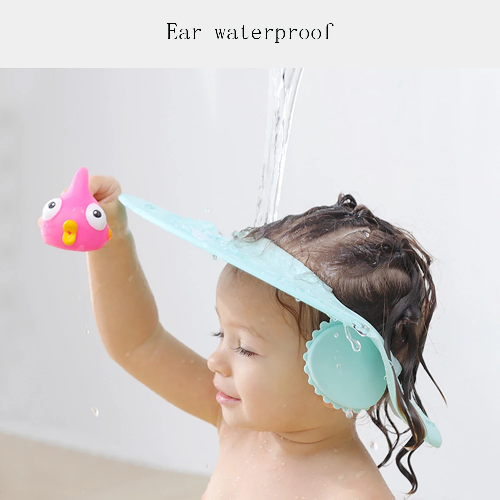Casquette De Douche En Silicone Pour Bebe Ajustable Avec Yeux Et Oreilles Impermeable Visiere De Bain Pour Enfants Bouclier De Lavage Des Cheveux Aliexpress