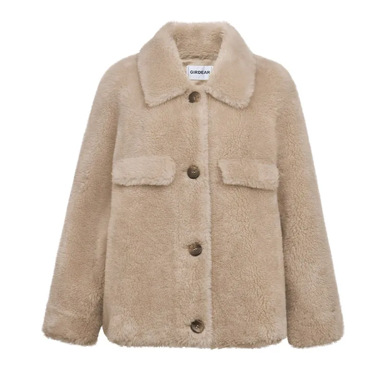 The new winter women clothing winter outerwear real coats short paragraph suede lamb wool coat 1023