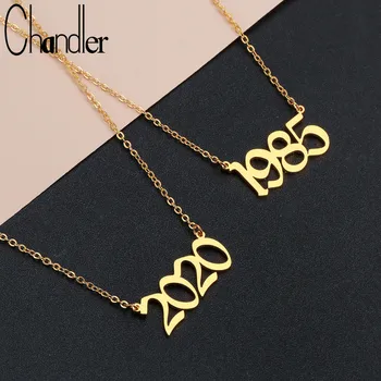 

Chandler Year Number Necklace Stainless Steel Pendant Special Date Birthday Gift Choker Women Men Bith Year Number Jewelry