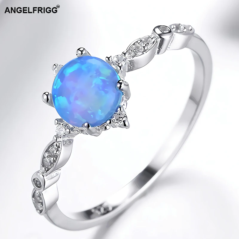 ANGELFRIGG, натуральная 925 пробы, серебряные кольца для женщин с опалом, модные ювелирные изделия, подарок на Рождество, выпускной, вечерние