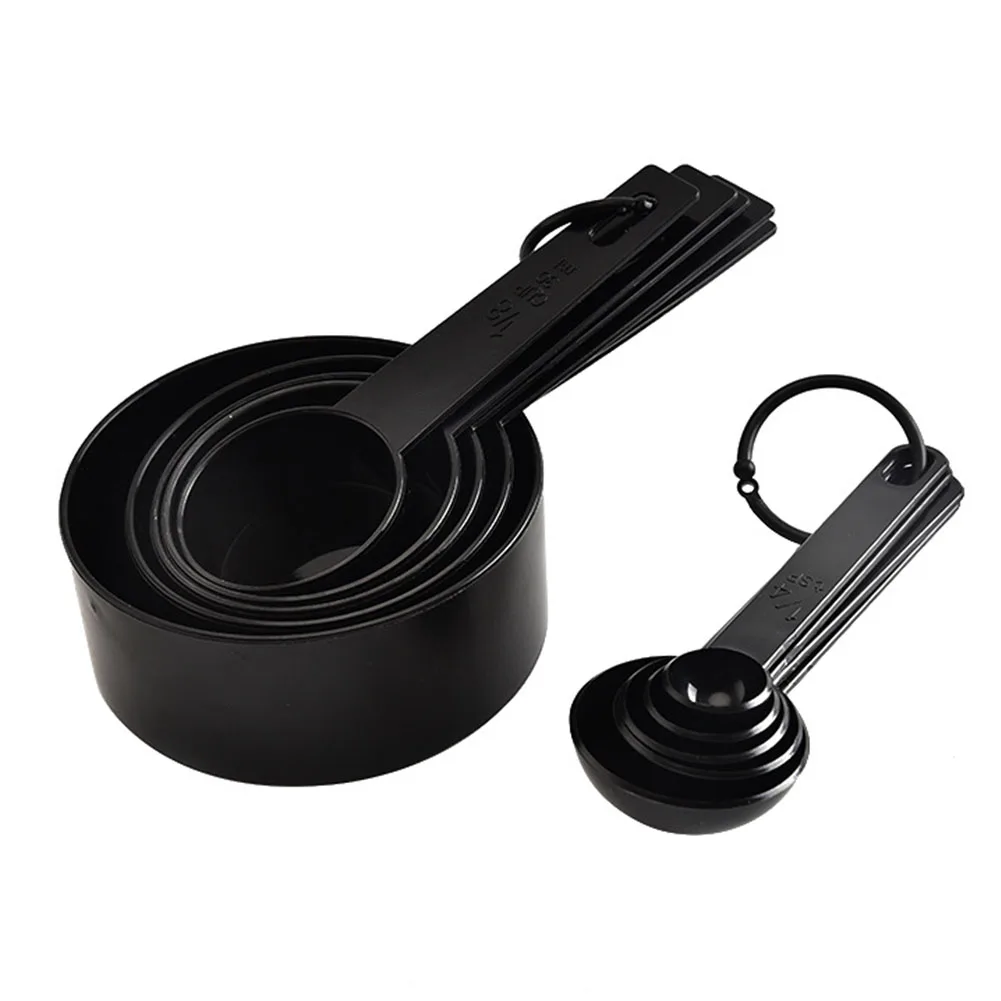 

10pcs/set Measuring Spoons Plastic Scoops Cups With Scale Gadgets Tea Practical Baking Assorted Durable Kitchen Cooking Black