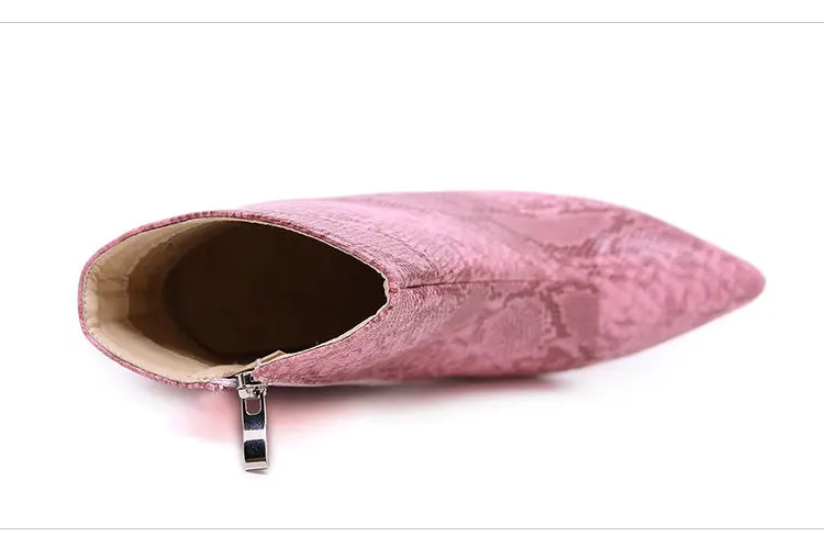 2020 Autumn and Winter New Women's Boots High Quality Fashion Snake Print Women's Boots Low-tube Pointed Toe Stiletto Boots