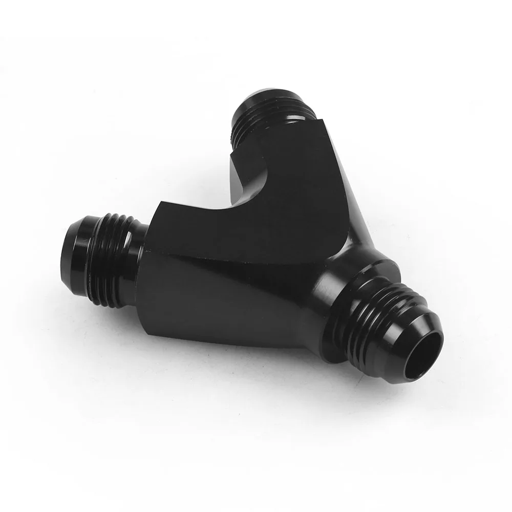 3-Way Y-Block Fitting Adapter AN6 6-AN Male to 2X AN6 6-AN Male BLACK 6AN 1PCS