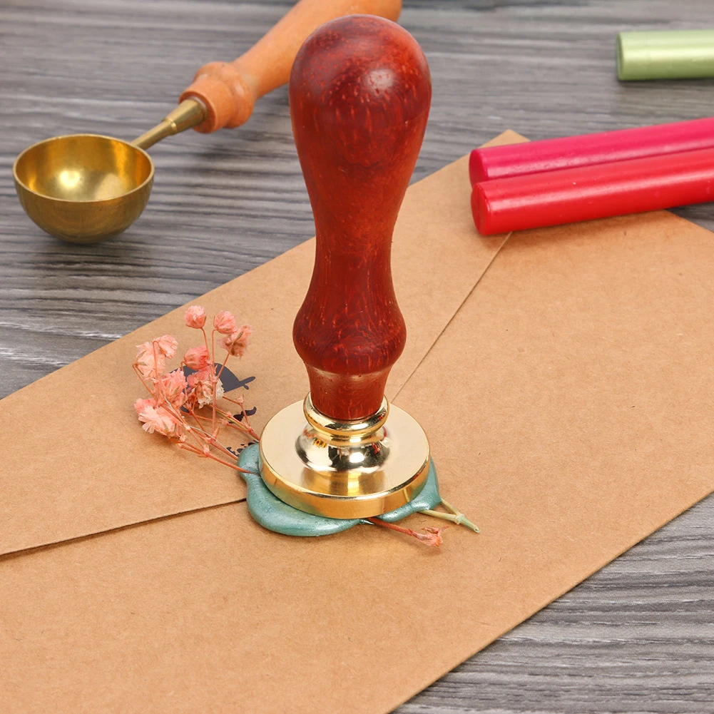 25mm Brass Wax Seal Stamp With Wood Handle - Perfect For Wedding Invitations & Letters