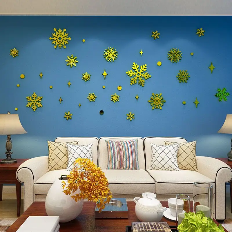 Ins Wind Snowflake Wall Sticker Decoration Bedroom Bedside Layout Rental House Renovation Mall Window Glass Living Room | Дом и сад