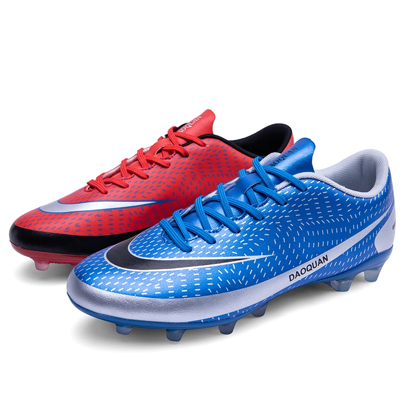 Zapatos de fútbol baratos hombre, zapatillas fútbol para niño y niña, de fútbol antideslizante AG/TF, azul y rojo, novedad|Calzado de fútbol| - AliExpress