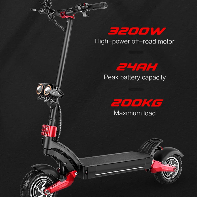 10 "electric scooter 52/60V3200W dual drive off-road collapsible hydraulic shock absorbable portable two wheel scooter