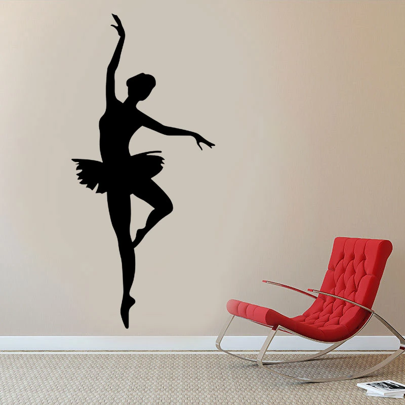 Ballerina Dance Girls Wall Sticker Vinyl Decor Dancing Room Ballet Silhouette Decals Removable Murals Wallpaper 4540|Wall Stickers| -