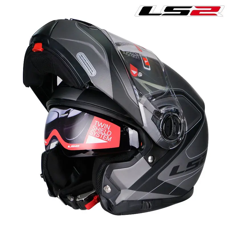 US $122.55 Original LS2 FF325 Flip Up Motorcycle Helmet Modular Motorbiket kask WIth Double Dual Lens Racing capacete ls2 cascos para moto