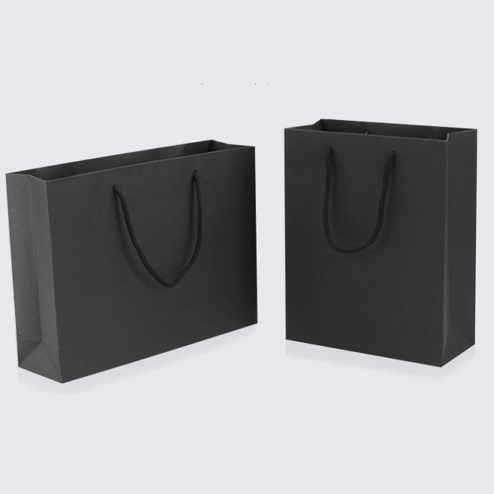 10pcs / black paper bag gift Festival wrapping paper bag kraft paper party gift bag support custom 1 color simple logo