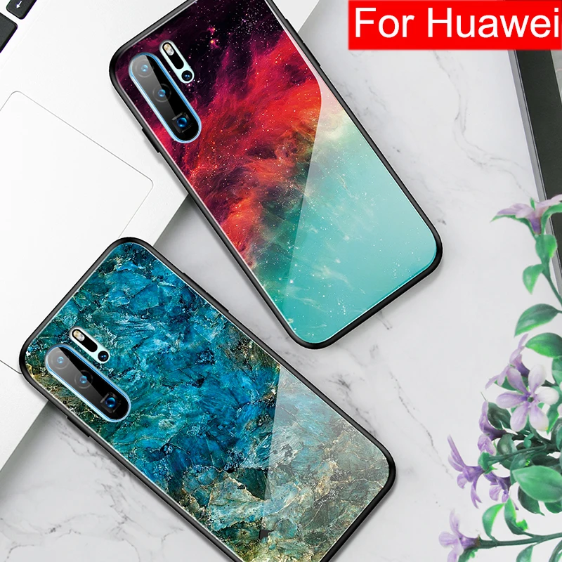 Чехол из закаленного стекла для Huawei P30 P20 20 Pro Lite чехол с градиентом света на