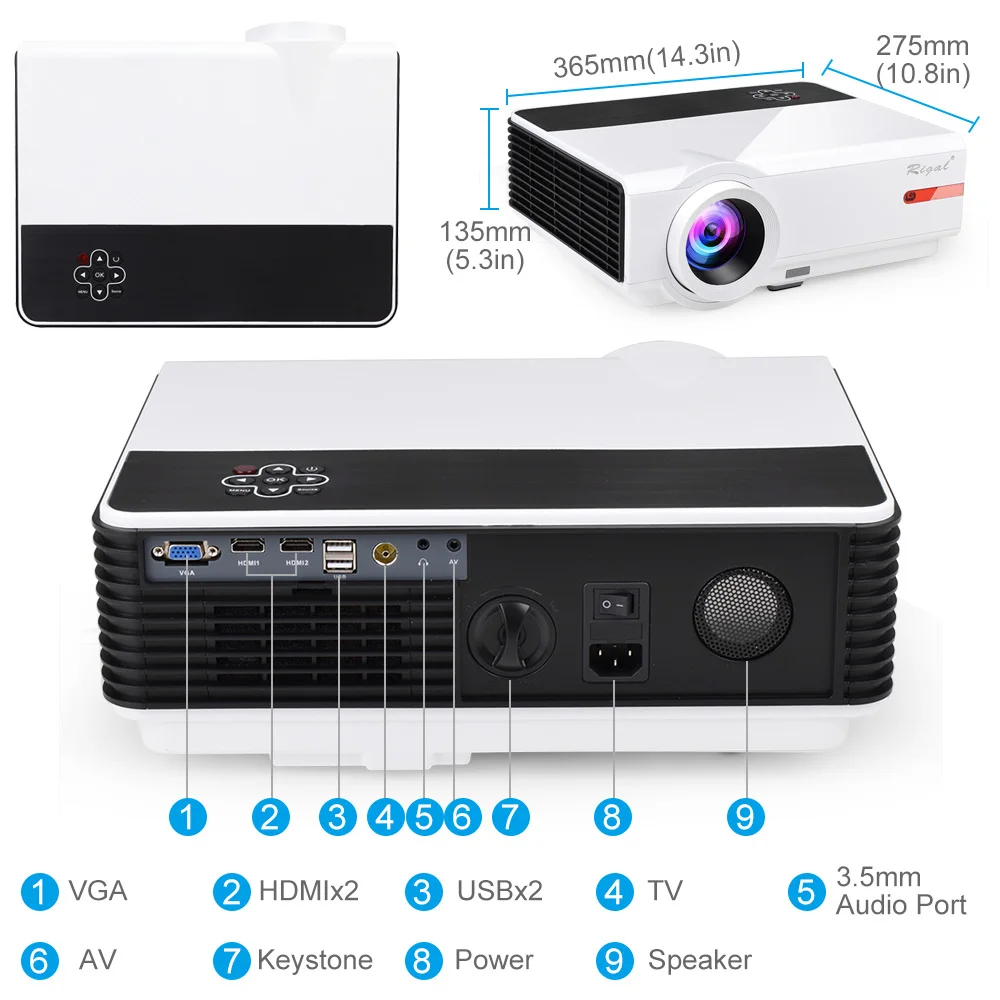 Rigal проектор RD808A 5500 люмен HD светодиодный WIFI 6 0 Android 3D RD808 1280*800 ЖК HDMI VGA USB ТВ видео