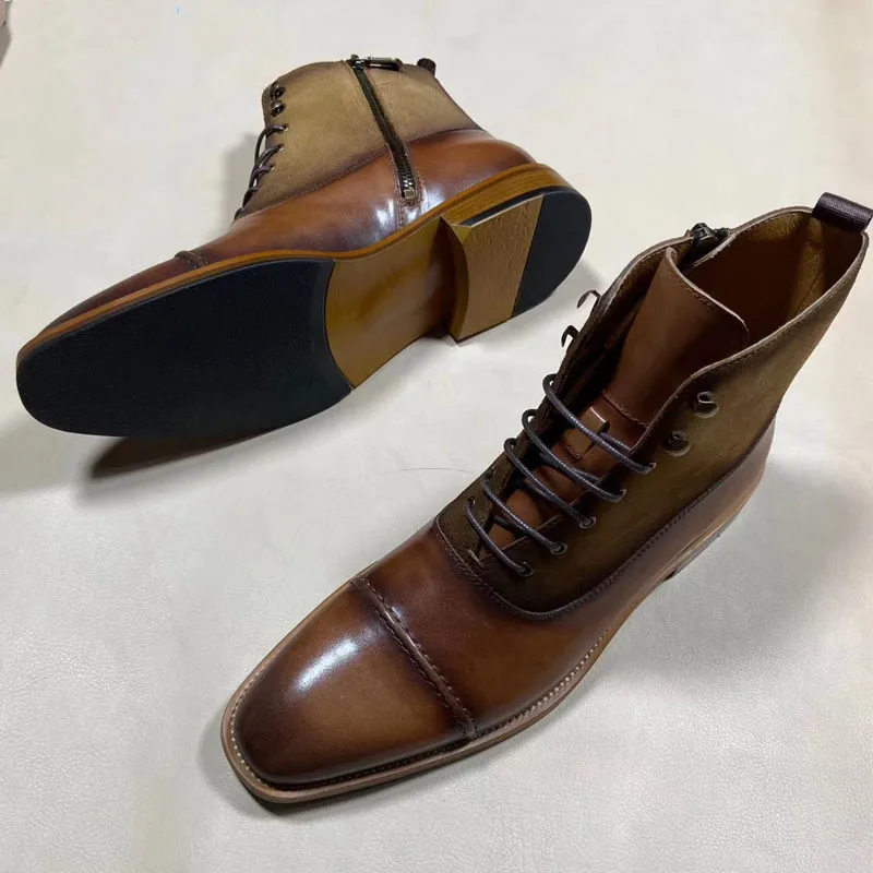 

Hot Brand Men's Boots Genuine Leather Winter Autumn Shoes Motorcycle Men Ankle Boot High Quality Fashion Martins Boots