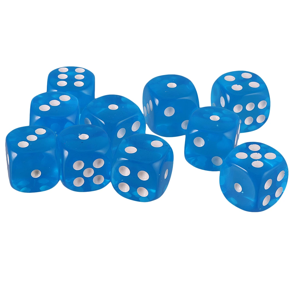 10pcs 16mm Six-sided D6 Dice for Dungeons & Dragons D&D TRPG Dices Party Gambling Dices Game Digital Dices